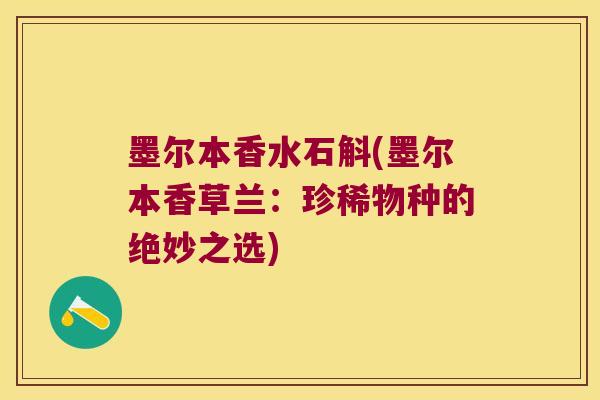 墨尔本香水石斛(墨尔本香草兰：珍稀物种的绝妙之选)