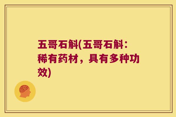 五哥石斛(五哥石斛：稀有药材，具有多种功效)