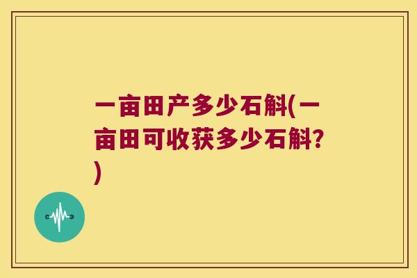 一亩田产多少石斛(一亩田可收获多少石斛？)