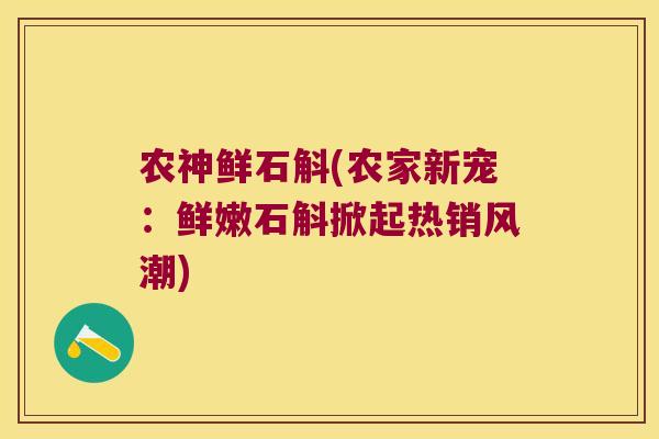 农神鲜石斛(农家新宠：鲜嫩石斛掀起热销风潮)