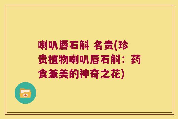 喇叭唇石斛 名贵(珍贵植物喇叭唇石斛：药食兼美的神奇之花)