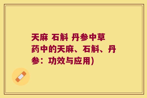 天麻 石斛 丹参中草药中的天麻、石斛、丹参：功效与应用)