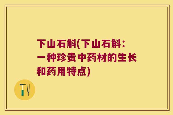 下山石斛(下山石斛：一种珍贵中药材的生长和药用特点)