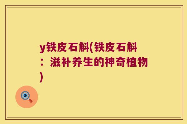 y铁皮石斛(铁皮石斛：滋补养生的神奇植物)