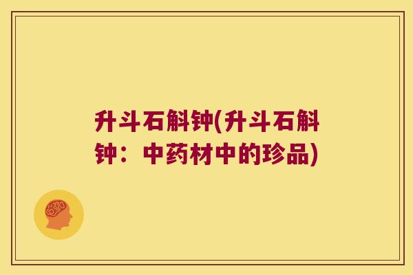 升斗石斛钟(升斗石斛钟：中药材中的珍品)