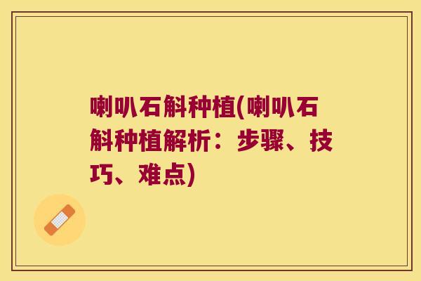 喇叭石斛种植(喇叭石斛种植解析：步骤、技巧、难点)