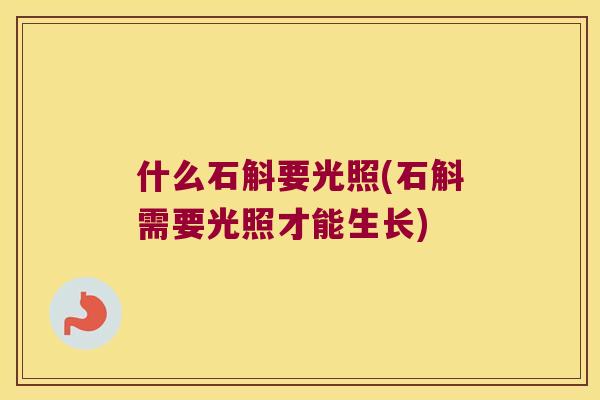 什么石斛要光照(石斛需要光照才能生长)