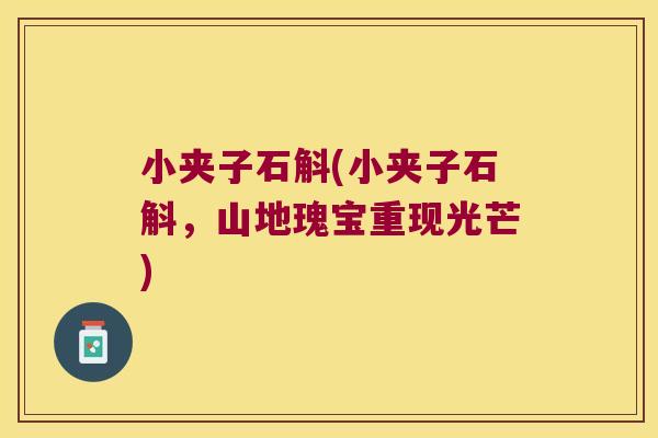 小夹子石斛(小夹子石斛，山地瑰宝重现光芒)
