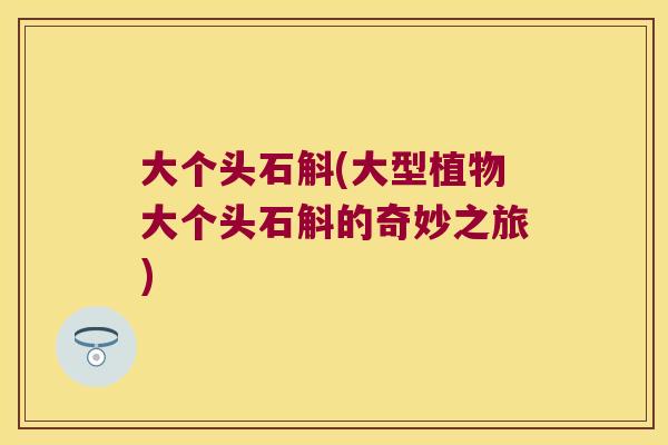大个头石斛(大型植物大个头石斛的奇妙之旅)