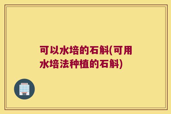 可以水培的石斛(可用水培法种植的石斛) 可以水培的石斛(可用水培法种植的石斛)