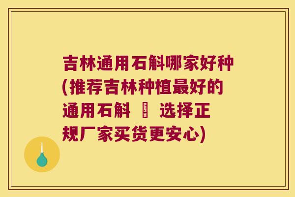 吉林通用石斛哪家好种(推荐吉林种植最好的通用石斛 – 选择正规厂家买货更安心)