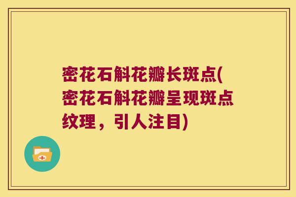 密花石斛花瓣长斑点(密花石斛花瓣呈现斑点纹理，引人注目)