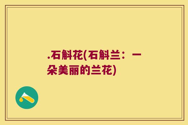 .石斛花(石斛兰：一朵美丽的兰花)