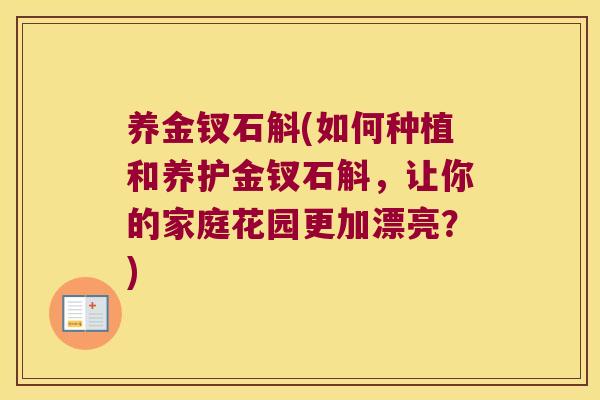 养金钗石斛(如何种植和养护金钗石斛，让你的家庭花园更加漂亮？)