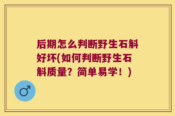 后期怎么判断野生石斛好坏(如何判断野生石斛质量？简单易学！)