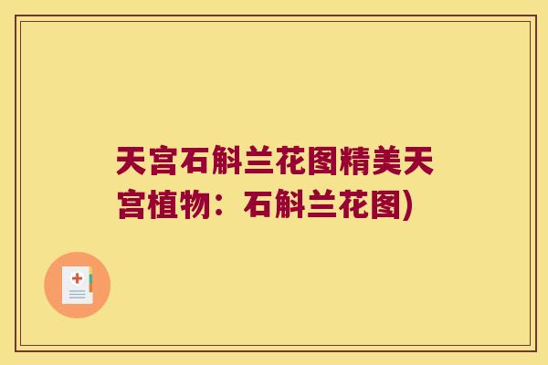 天宫石斛兰花图精美天宫植物：石斛兰花图)