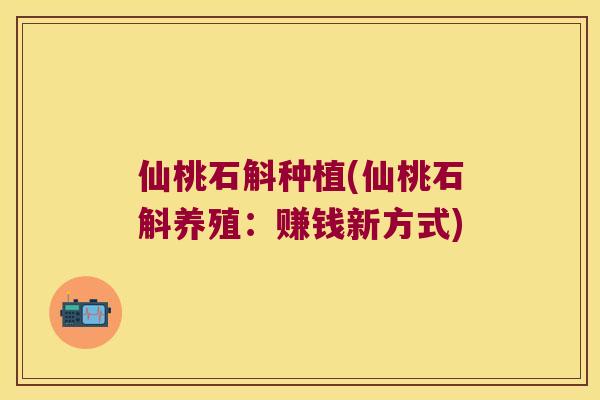 仙桃石斛种植(仙桃石斛养殖：赚钱新方式)