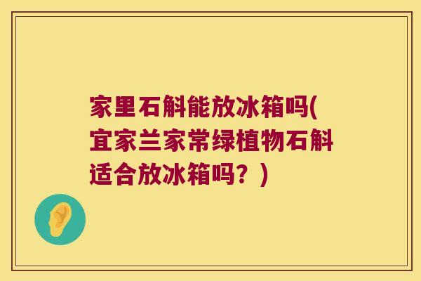 家里石斛能放冰箱吗(宜家兰家常绿植物石斛适合放冰箱吗?) 家里石斛能放冰箱吗(宜家兰家常绿植物石斛适合放冰箱吗?)