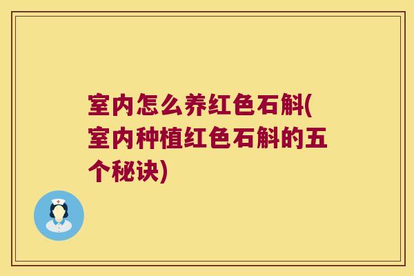 室内怎么养红色石斛(室内种植红色石斛的五个秘诀)