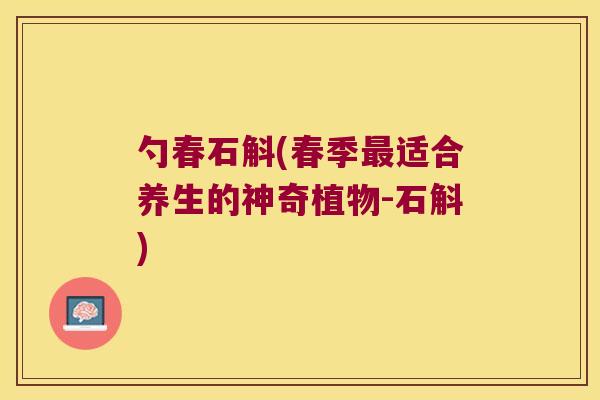 勺春石斛(春季最适合养生的神奇植物-石斛)