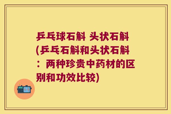 乒乓球石斛 头状石斛(乒乓石斛和头状石斛：两种珍贵中药材的区别和功效比较)