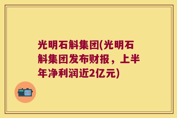 光明石斛集团(光明石斛集团发布财报，上半年净利润近2亿元)
