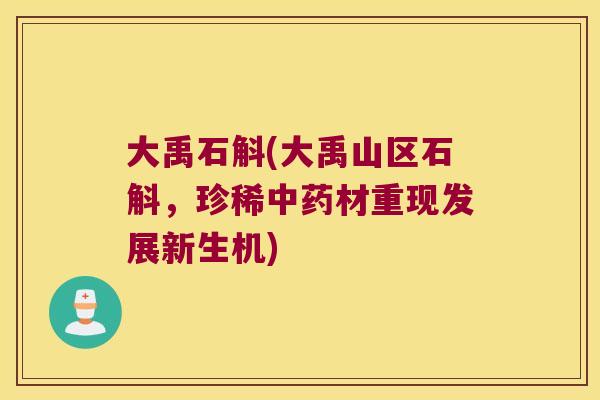 大禹石斛(大禹山区石斛，珍稀中药材重现发展新生机)