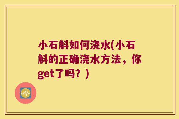小石斛如何浇水(小石斛的正确浇水方法，你get了吗？)