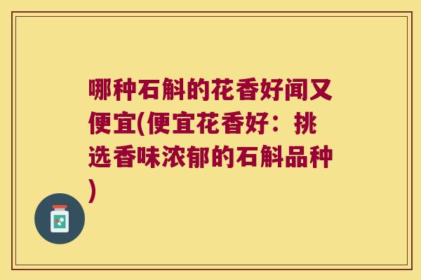 哪种石斛的花香好闻又便宜(便宜花香好：挑选香味浓郁的石斛品种)