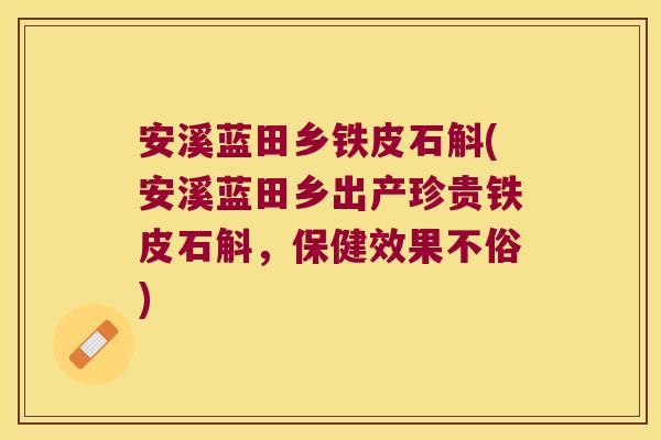 安溪蓝田乡铁皮石斛(安溪蓝田乡出产珍贵铁皮石斛，保健效果不俗)