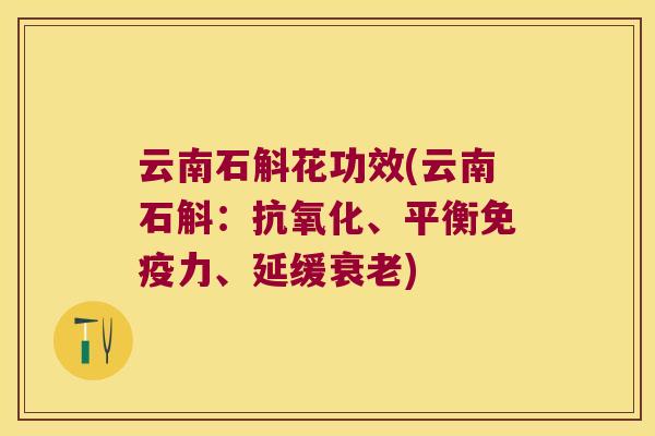 云南石斛花功效(云南石斛：抗氧化、平衡免疫力、延缓衰老)