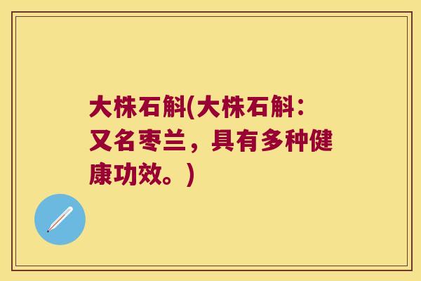 大株石斛(大株石斛:又名枣兰,具有多种健康功效。) 大株石斛(大株石斛:又名枣兰,具有多种健康功效。)