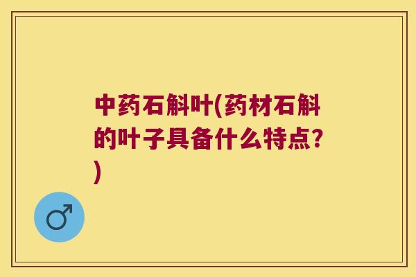 中药石斛叶(药材石斛的叶子具备什么特点？)