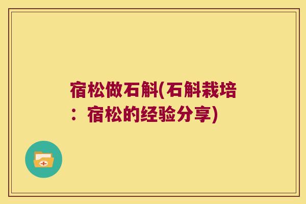宿松做石斛(石斛栽培：宿松的经验分享)