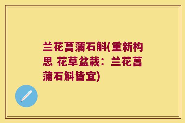 兰花菖蒲石斛(重新构思 花草盆栽：兰花菖蒲石斛皆宜)
