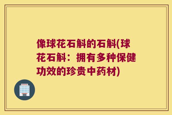 像球花石斛的石斛(球花石斛：拥有多种保健功效的珍贵中药材)