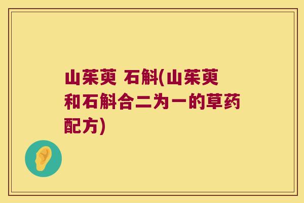 山茱萸 石斛(山茱萸和石斛合二为一的草药配方)