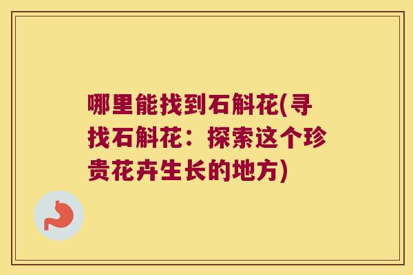 哪里能找到石斛花(寻找石斛花:探索这个珍贵花卉生长的地方) 哪里能找到石斛花(寻找石斛花:探索这个珍贵花卉生长的地方)