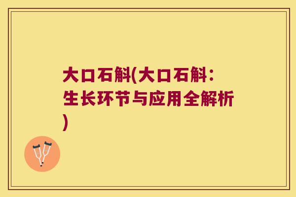 大口石斛(大口石斛：生长环节与应用全解析)