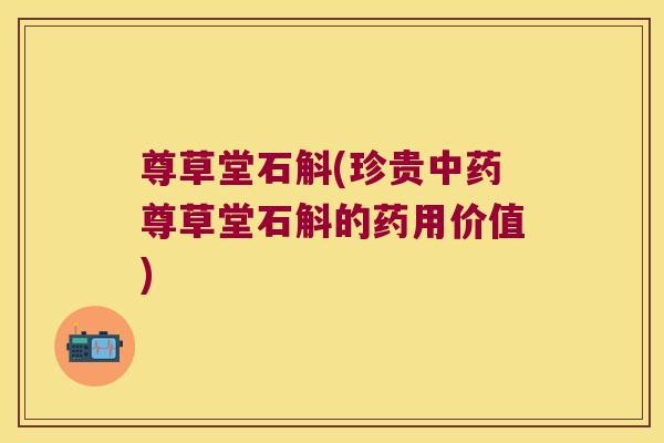 尊草堂石斛(珍贵中药尊草堂石斛的药用价值)