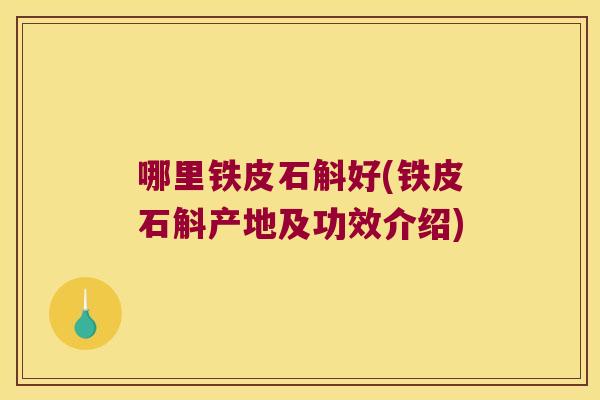 哪里铁皮石斛好(铁皮石斛产地及功效介绍)