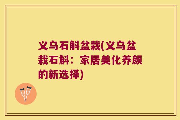 义乌石斛盆栽(义乌盆栽石斛：家居美化养颜的新选择)
