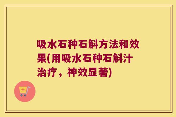 吸水石种石斛方法和效果(用吸水石种石斛汁治疗，神效显著)
