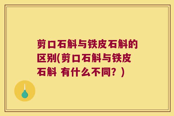 剪口石斛与铁皮石斛的区别(剪口石斛与铁皮石斛 有什么不同？)