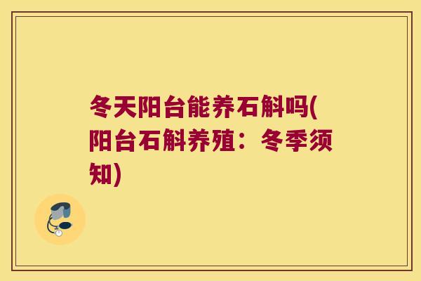 冬天阳台能养石斛吗(阳台石斛养殖:冬季须知) 冬天阳台能养石斛吗(阳台石斛养殖:冬季须知)