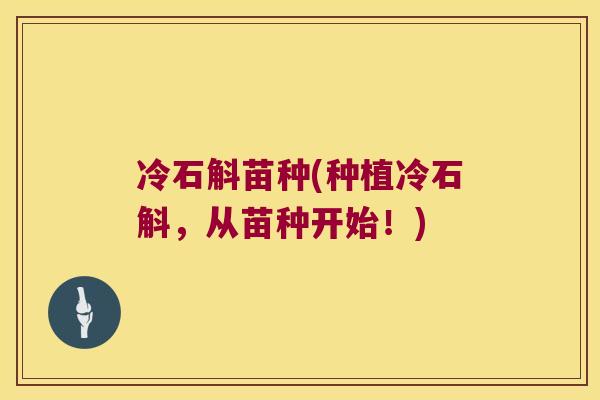 冷石斛苗种(种植冷石斛，从苗种开始！)