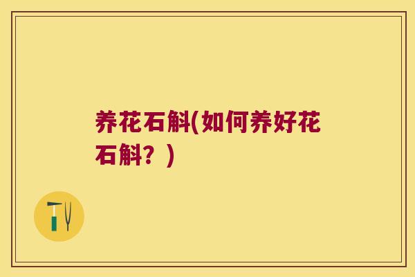 养花石斛(如何养好花石斛？)