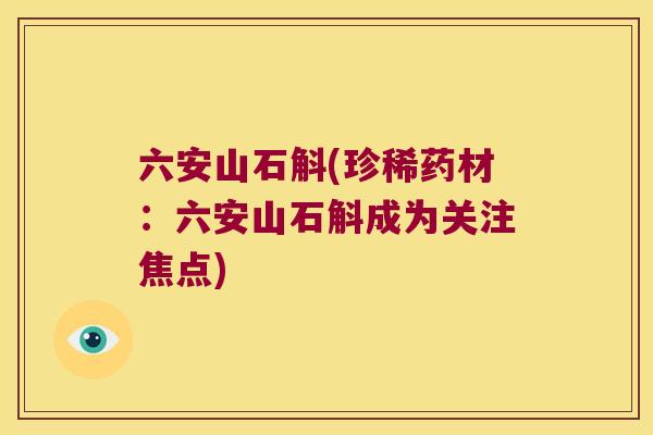 六安山石斛(珍稀药材：六安山石斛成为关注焦点)
