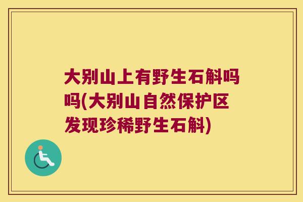 大别山上有野生石斛吗吗(大别山自然保护区发现珍稀野生石斛)