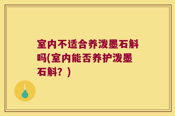 室内不适合养泼墨石斛吗(室内能否养护泼墨石斛？)